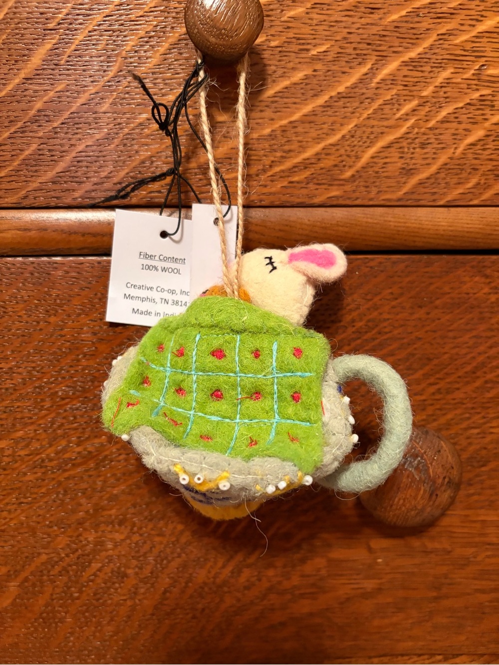 NATURAL LIFE “SLEEPING MOUSE IN A TEACUP” Ornament